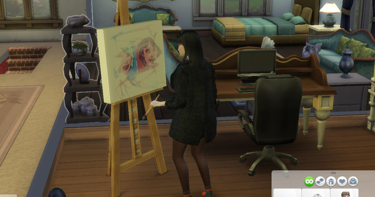 sims4で絵を描いているシムの画像