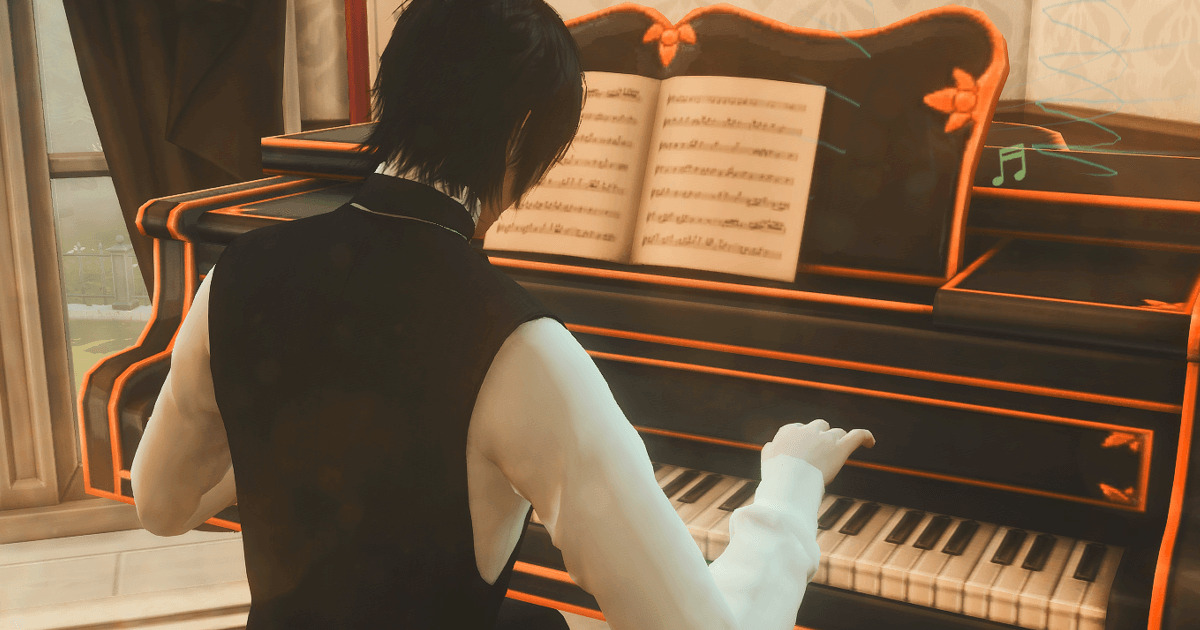 sims4でピアノを弾く東雲景昭