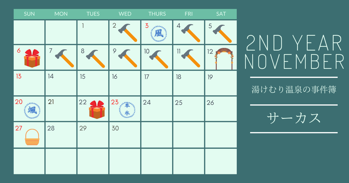 ときメモGS4の2年目11月のカレンダー